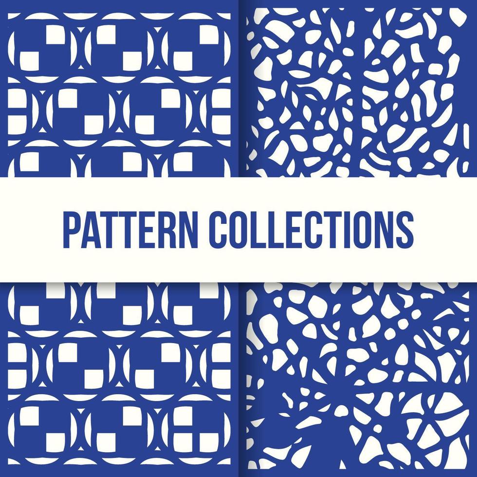 Set of Two Decorative Design Patterns in Flat Design vector