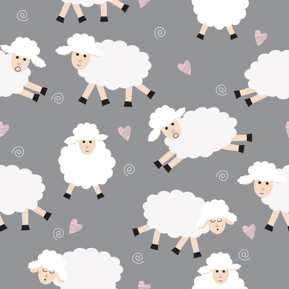 Seamless Sheep Pattern on Gray vector