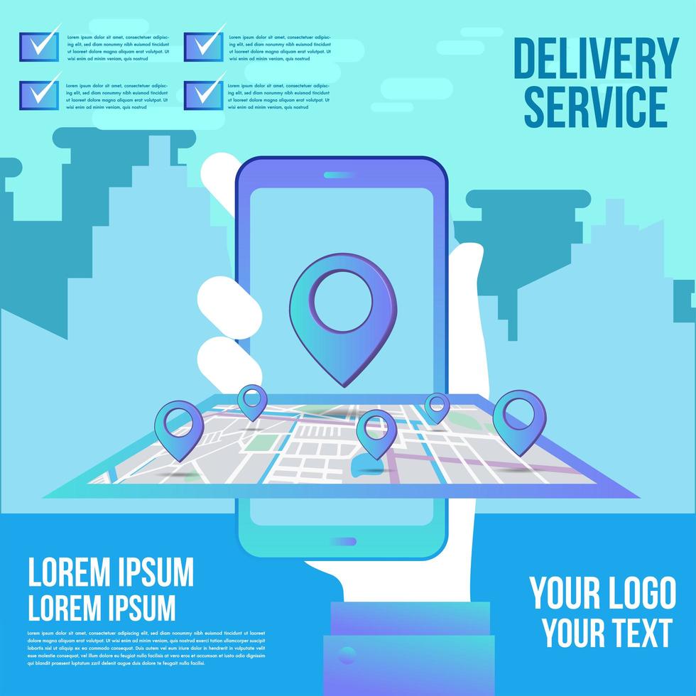 Online delivery shopping on mobile flat design with concept  service vector