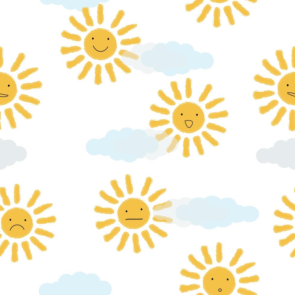 Yellow Suns in Clouds Background vector