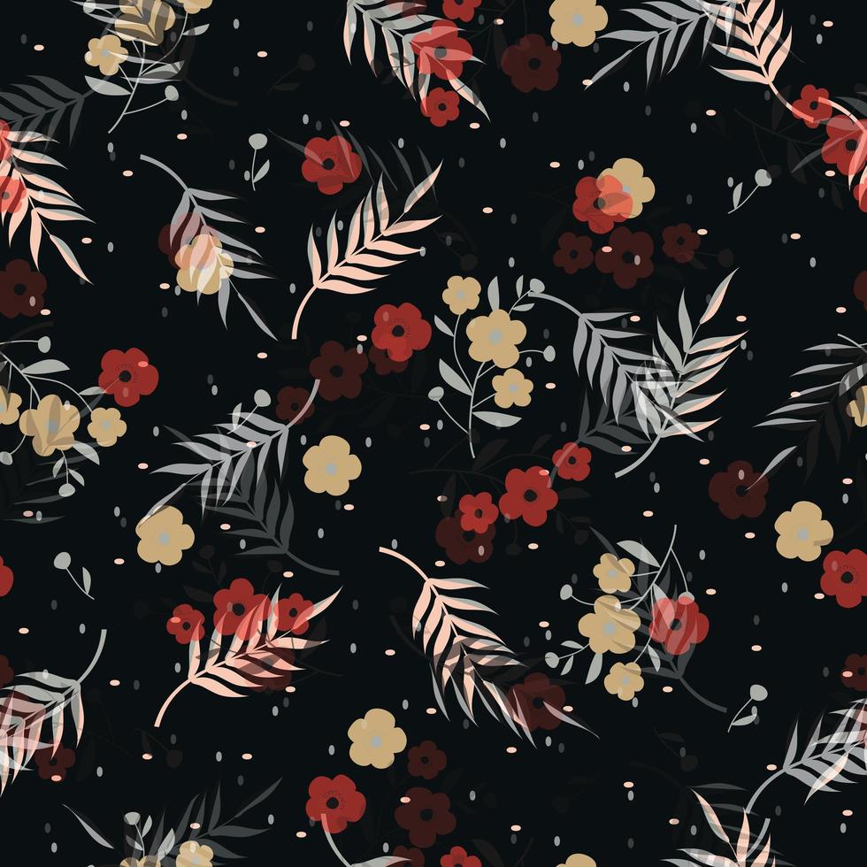 Floral Pattern on Black Background vector