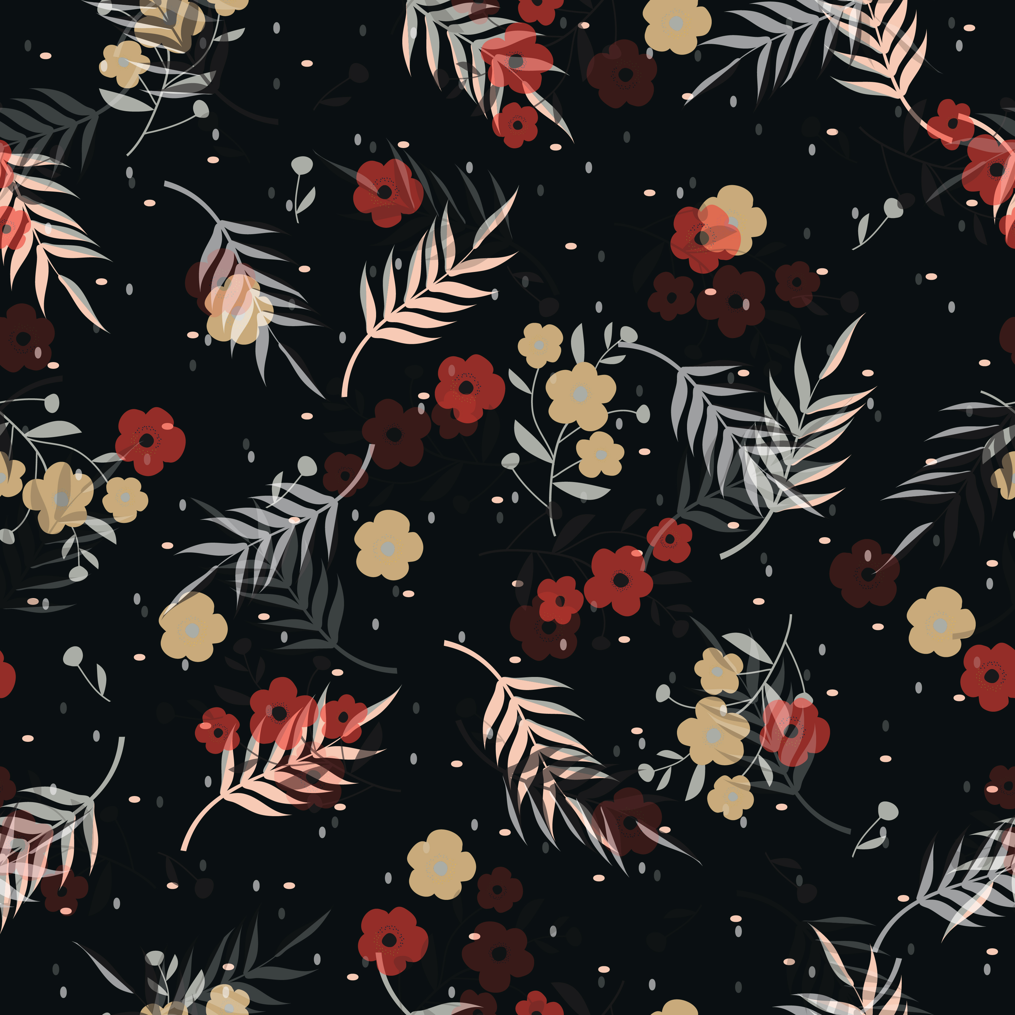 Floral Pattern on Black Background 1060241 Vector Art at Vecteezy