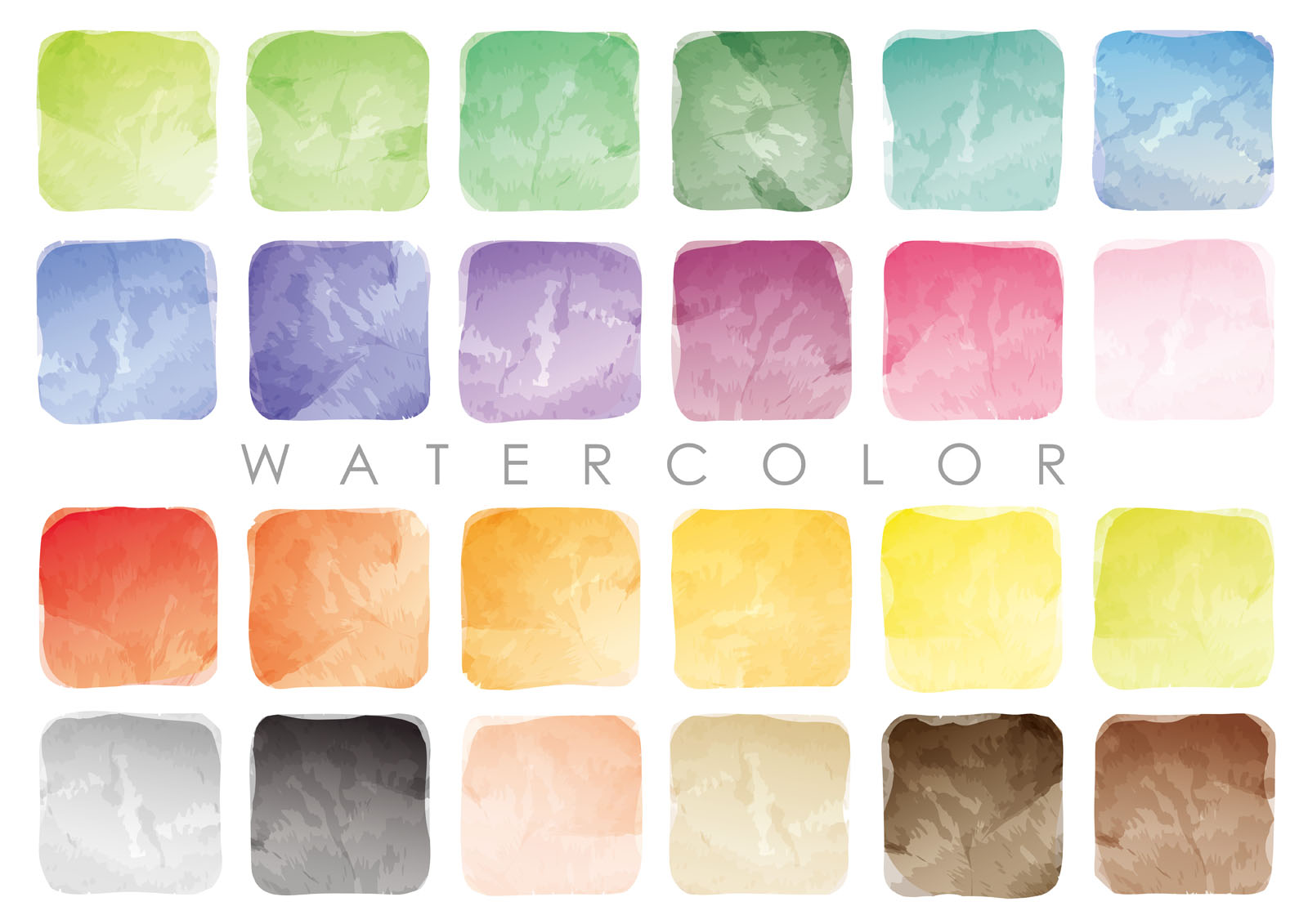 Set Of Square Watercolor Backgrounds Isolated On A White Background