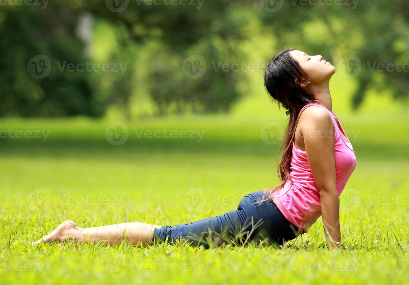 girl training on grass photo