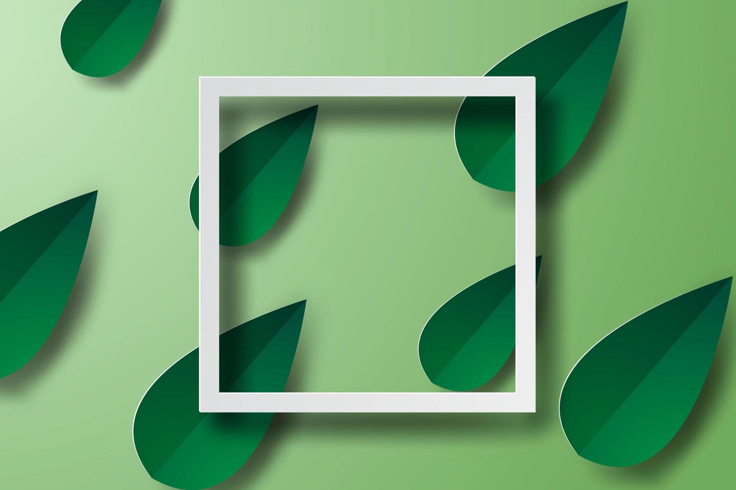 Green Leaf 3D Paper Art Frame  vector