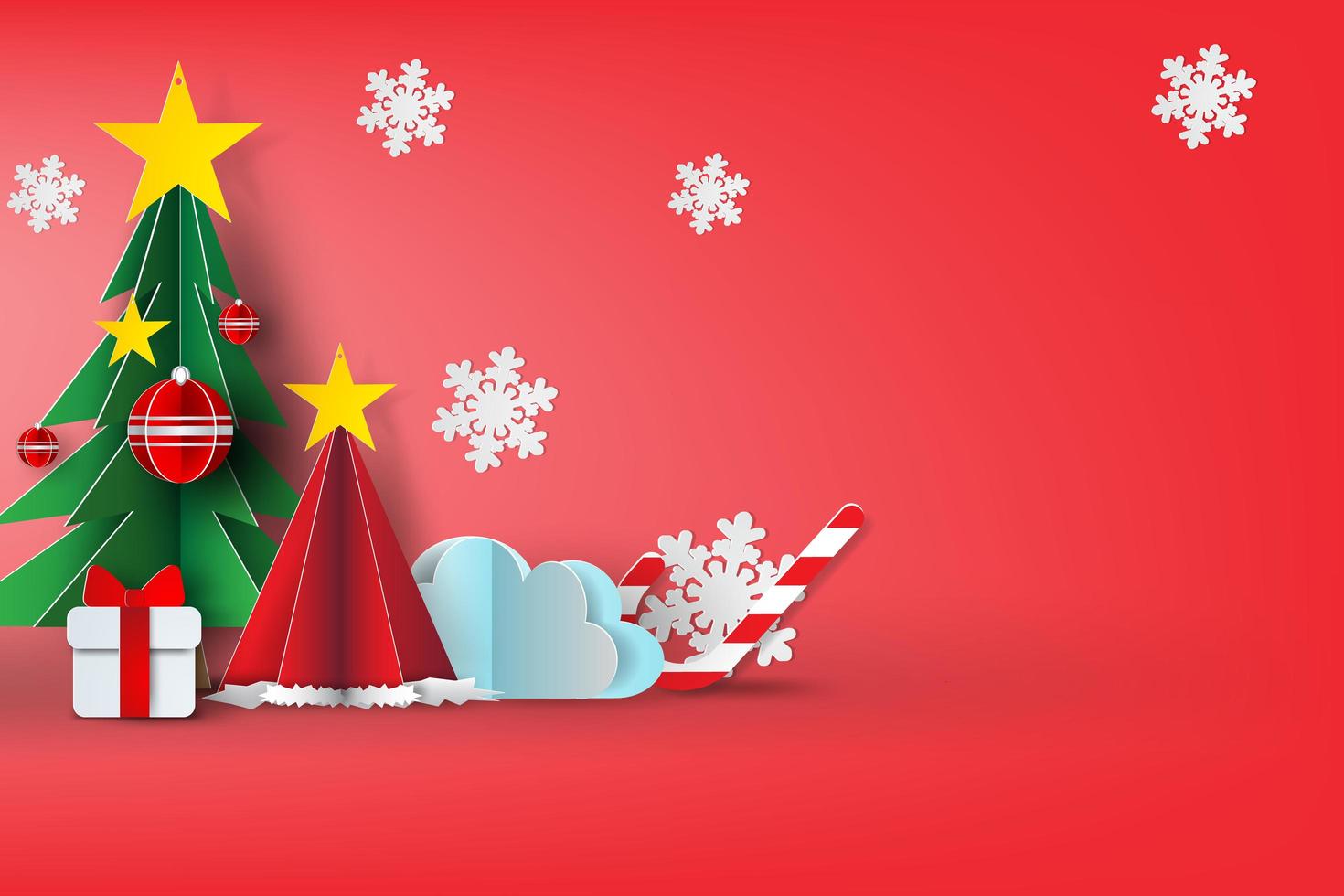 Christmas 3D Paper Art Design  vector