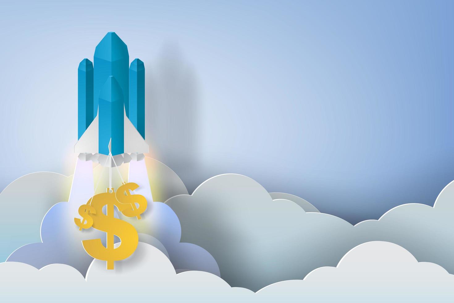 Start Up Rocket Paper Art Design  vector