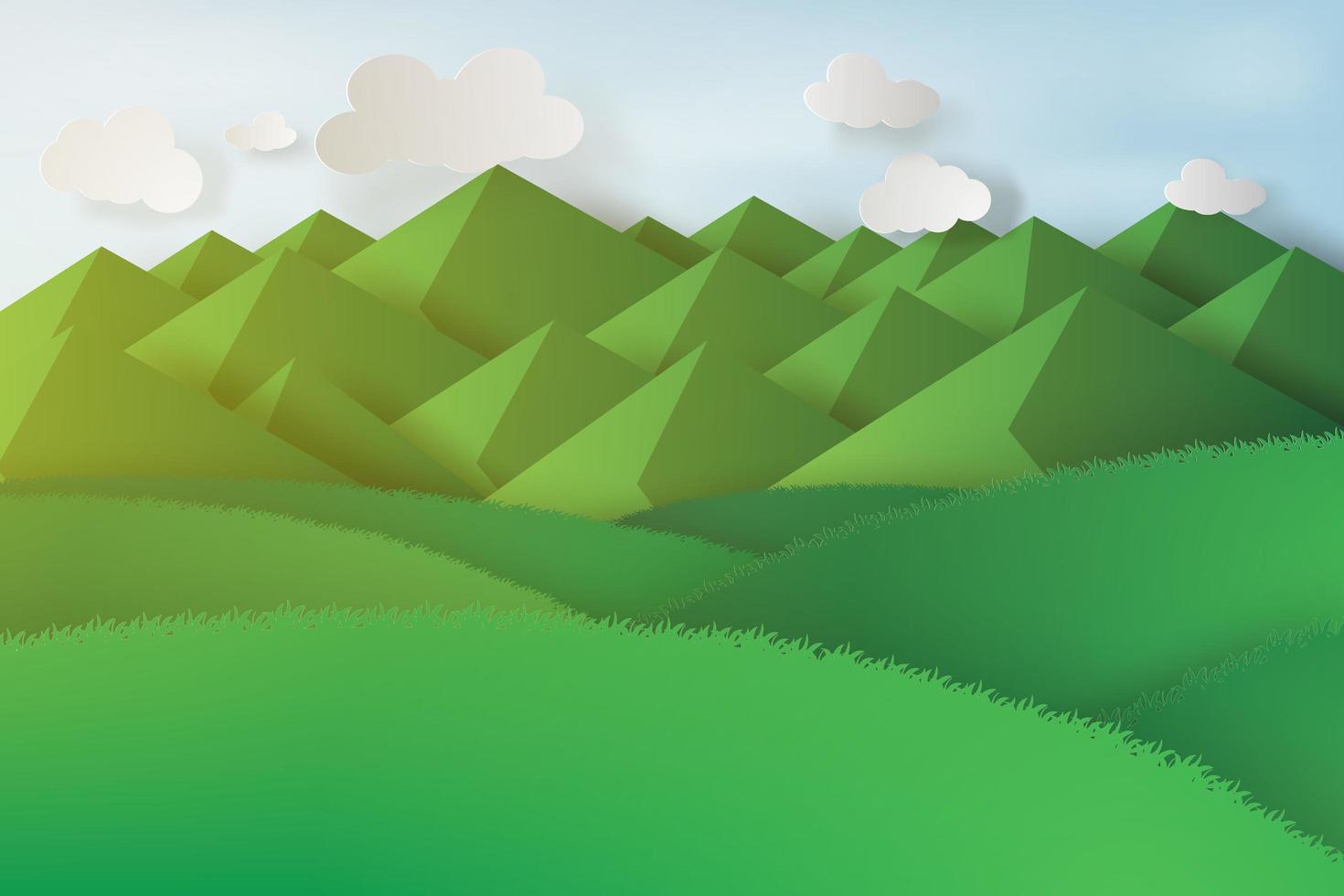 Paper Art Mountain Landscape  vector