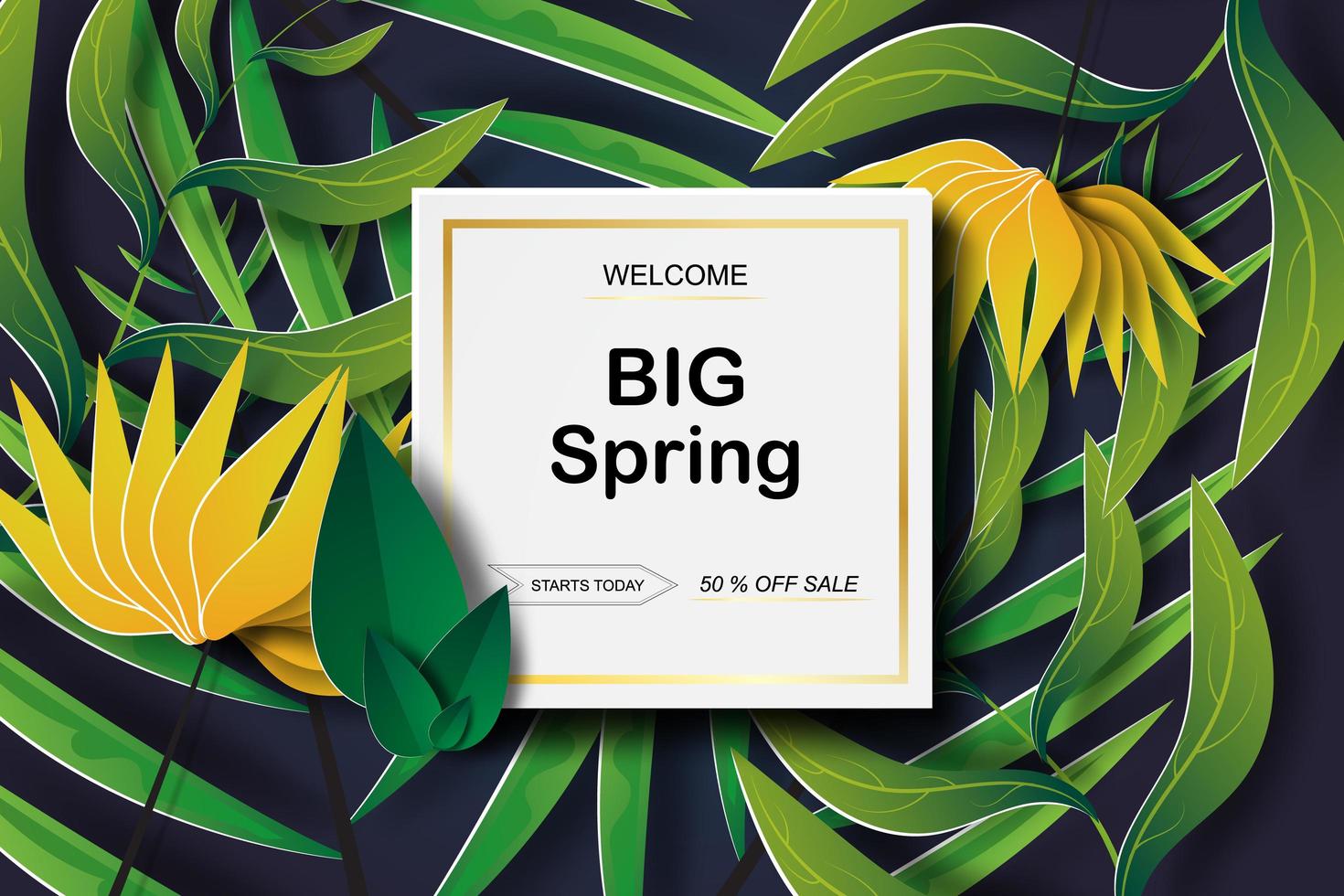 Spring Promotional Cut Paper Tropical Banner  vector