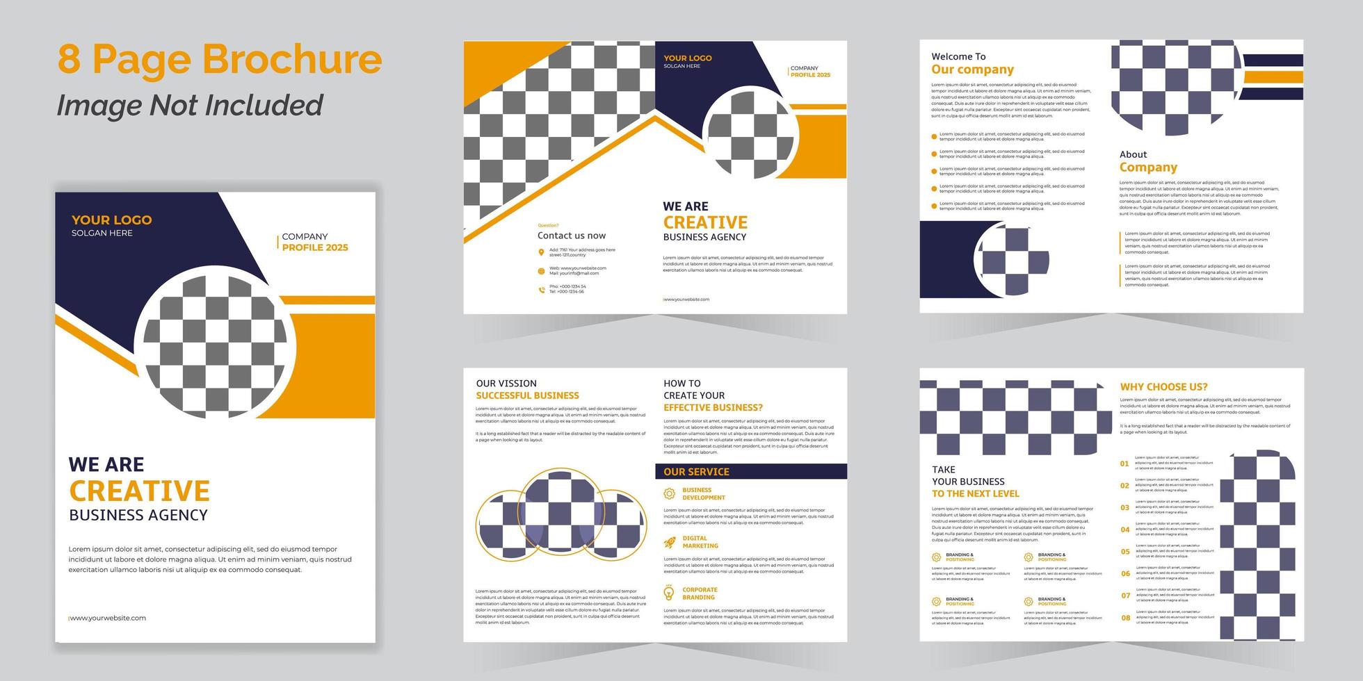 Business bi-fold brochure template collection with 8 pages vector