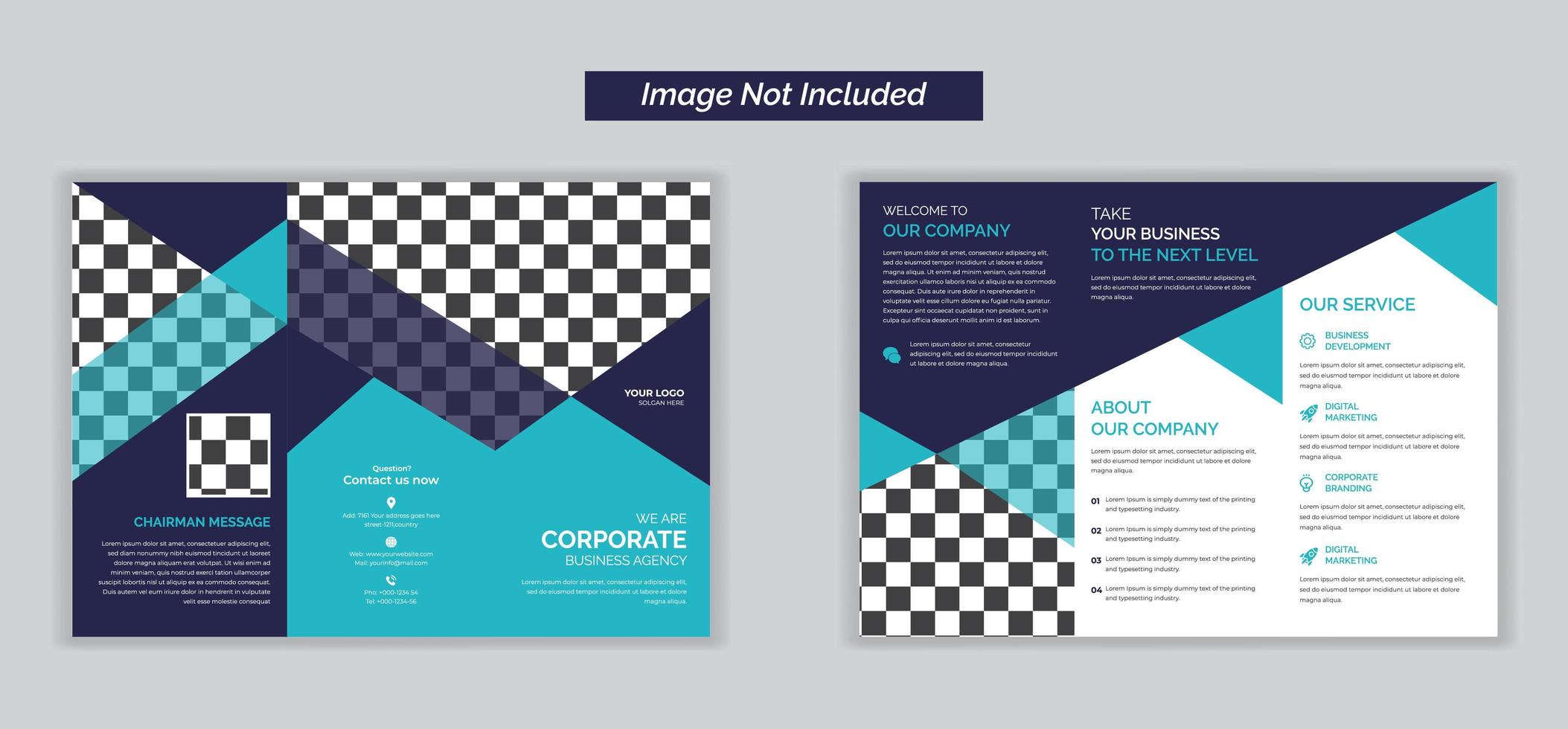 Triple folding brochure for business collection vector