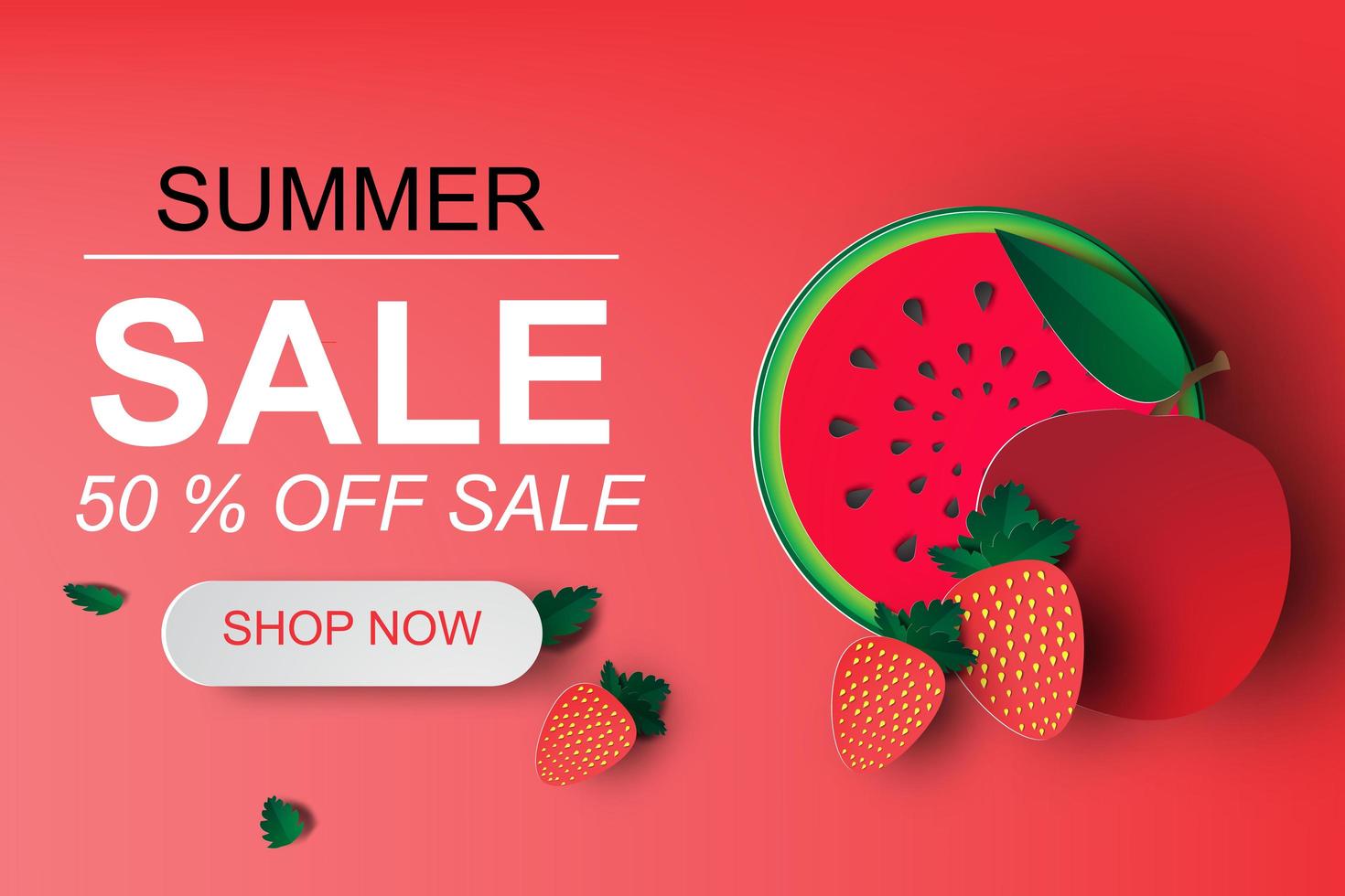 Summer Sale Banner with Fruit  vector