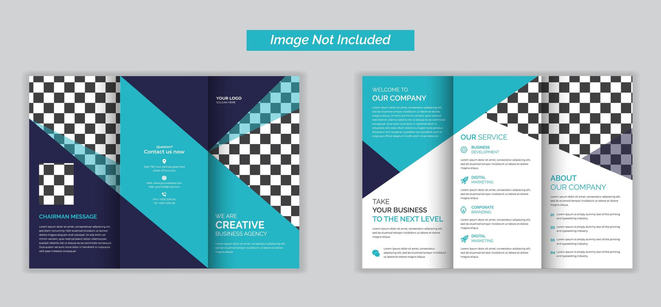Creative business agency triple folding brochure  vector