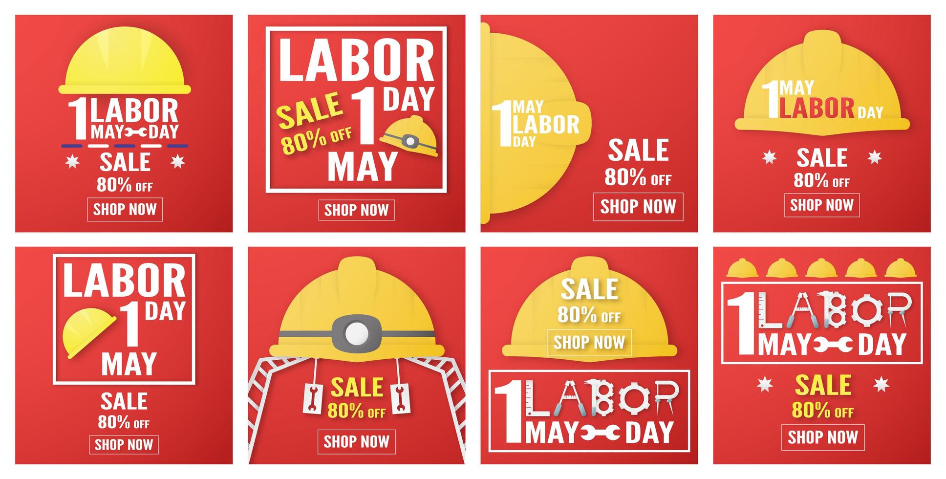 Set of Labor Day Sales Banners  vector