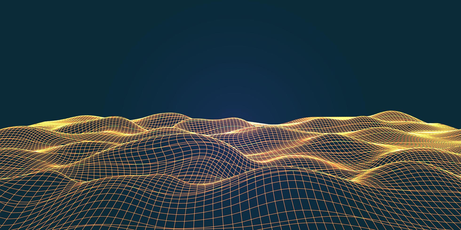 Flowing wireframe landscape with connecting lines vector