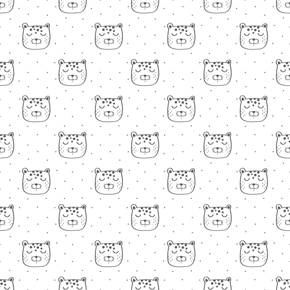 Kids Seamless Pattern with Tiger Head  vector