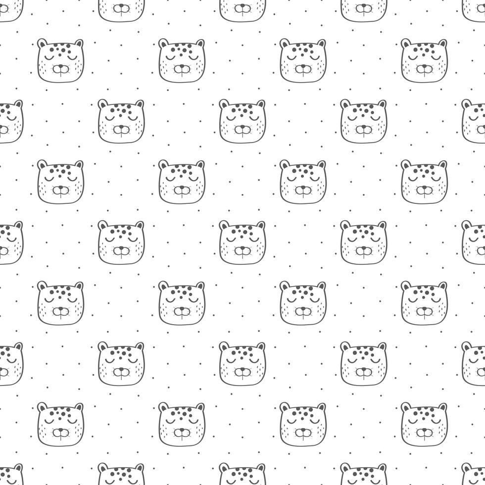 Kids Seamless Pattern with Tiger Head  vector