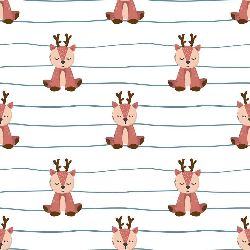 Hand Drawn of Cute Deer Seamless Pattern  vector