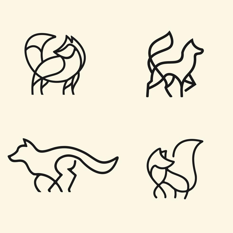 Fox Line Art Abstract Logo vector