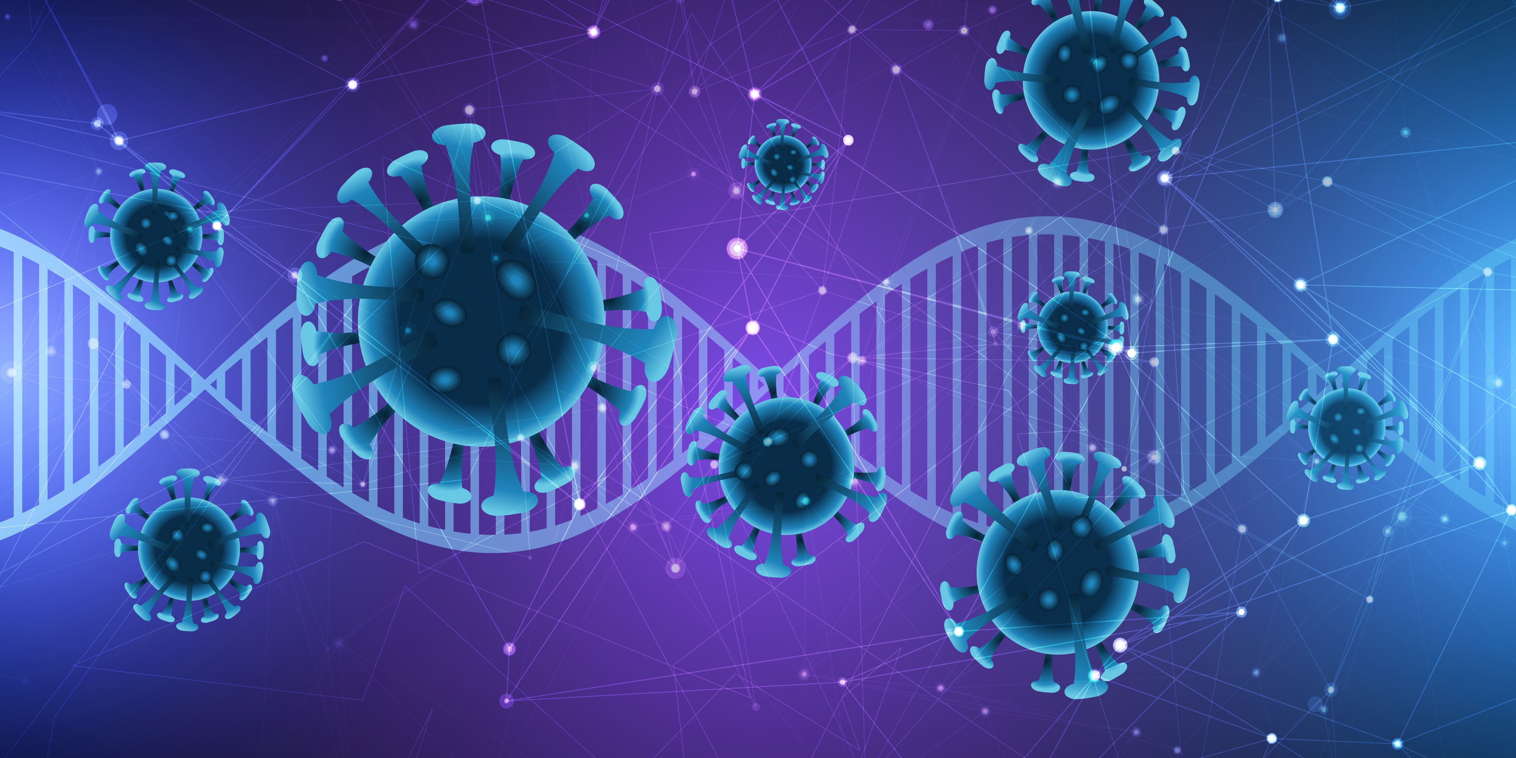 Dna strand and virus cells Free Vector