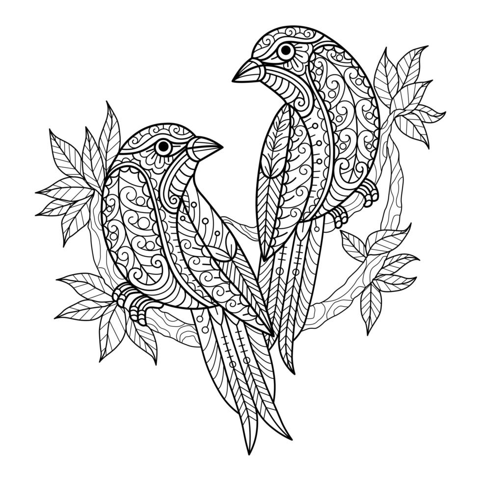 Birds Coloring Book for Adult vector