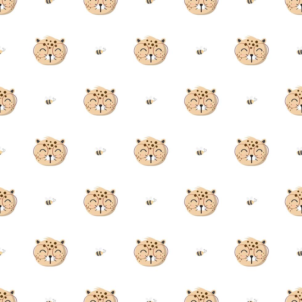 Seamless Pattern with Cute Leopard  vector