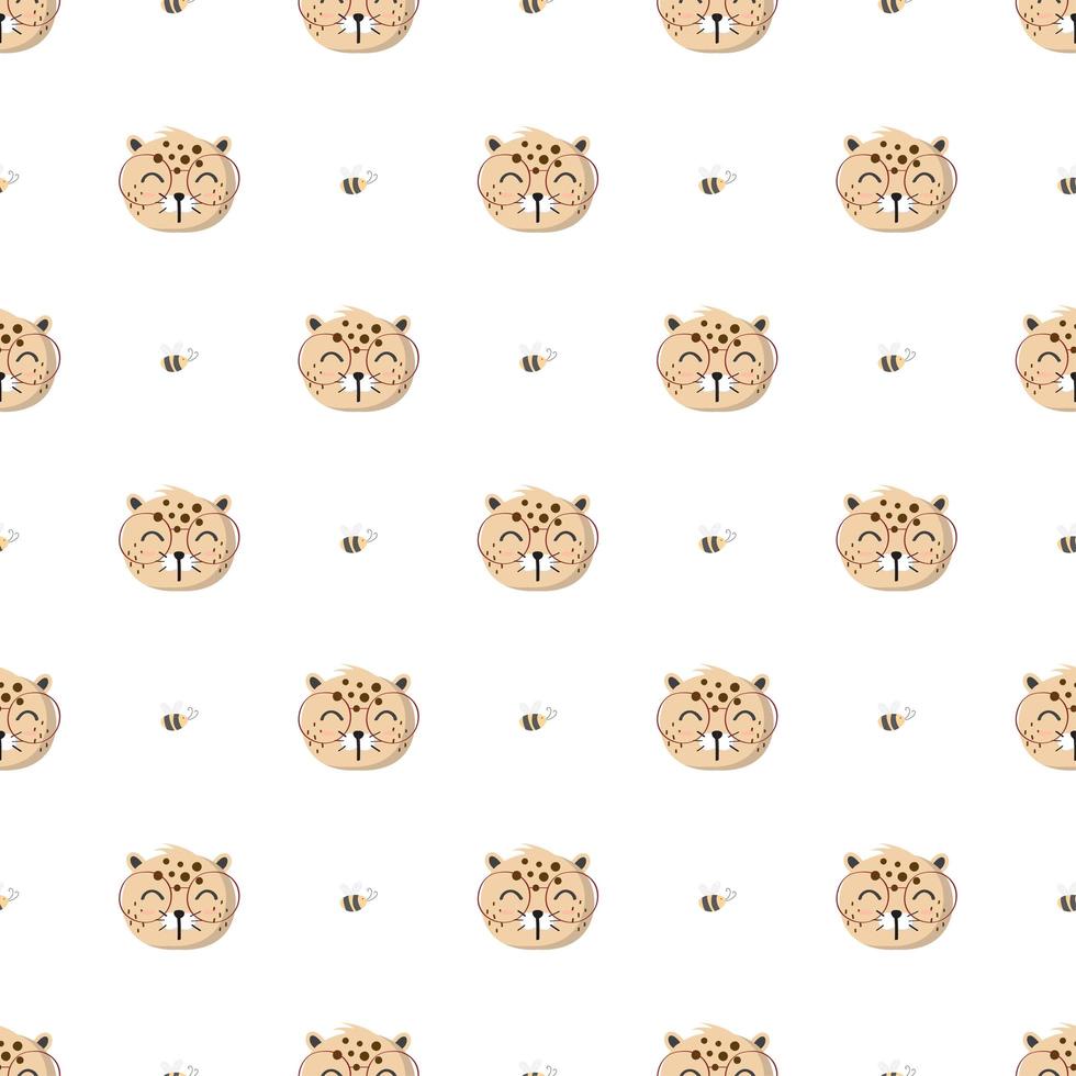 Seamless Pattern with Cute Leopard  vector