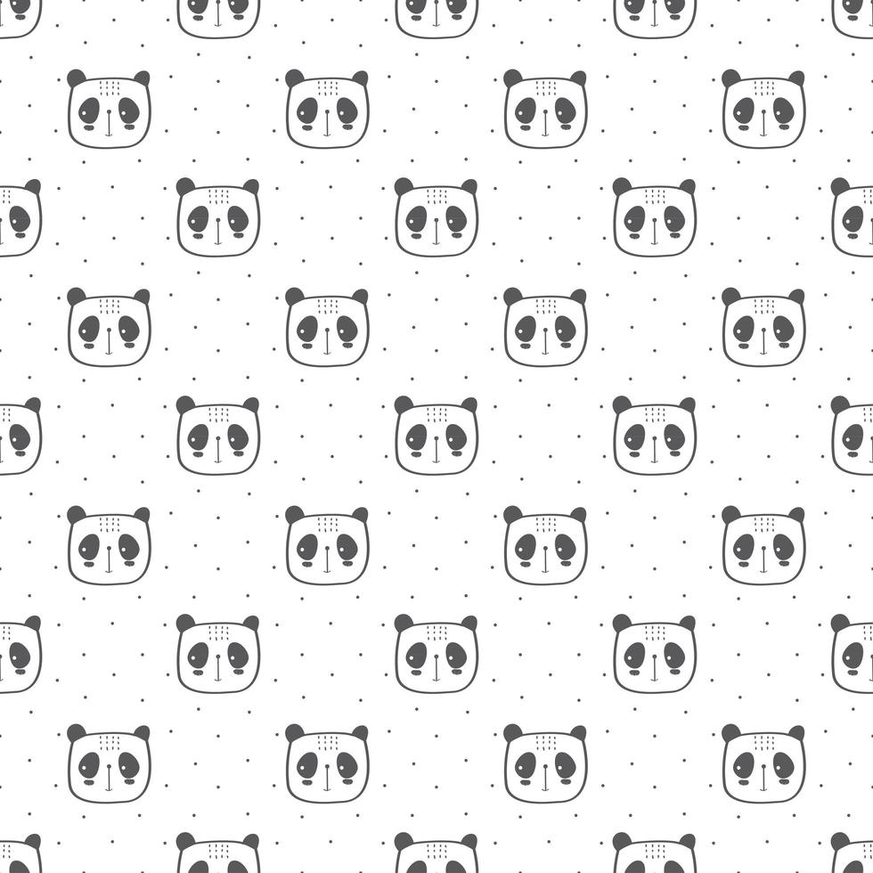 Kids Seamless Panda Head Pattern  vector