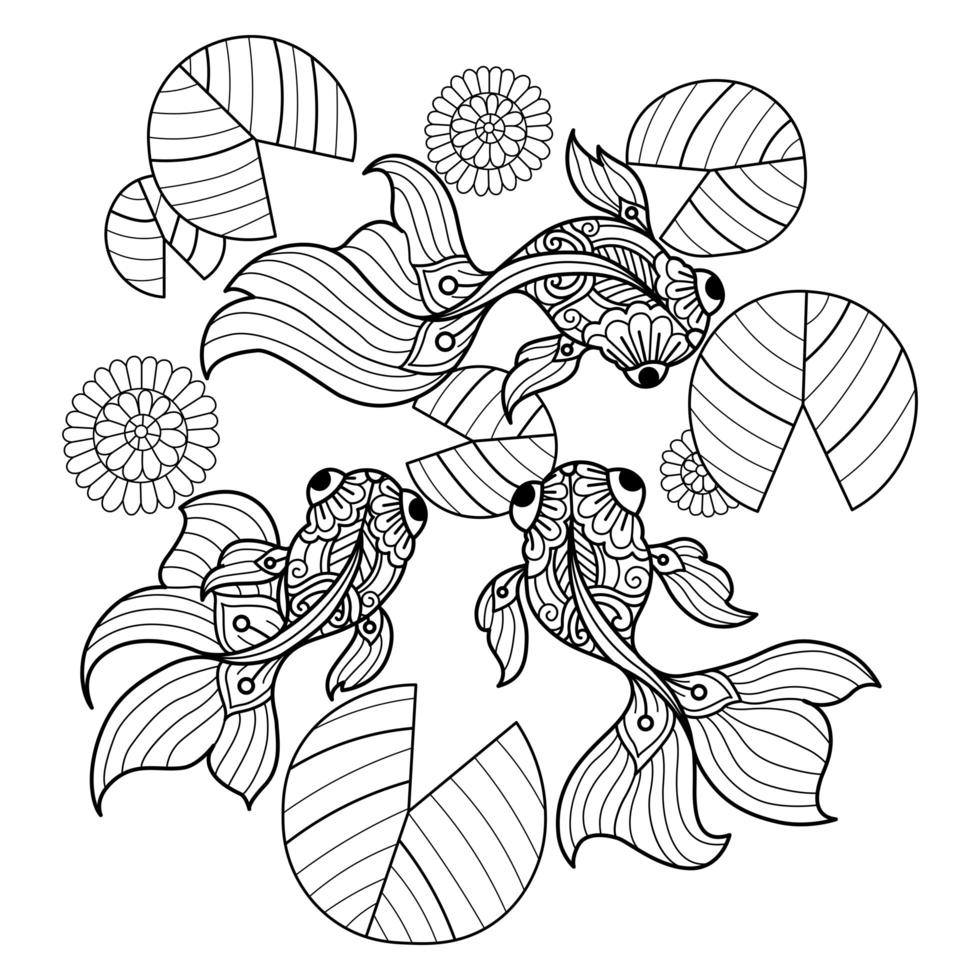Goldfish and Lily Pads  vector