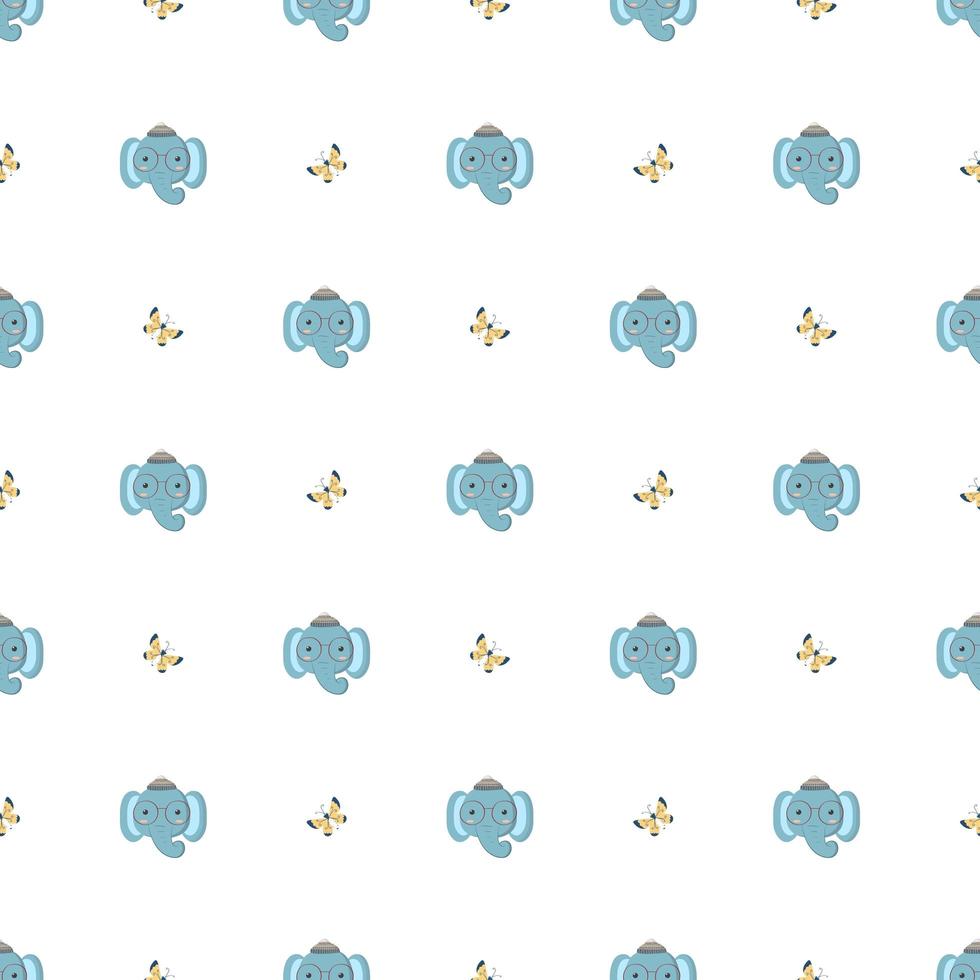 Seamless Pattern with Cute Elephant vector