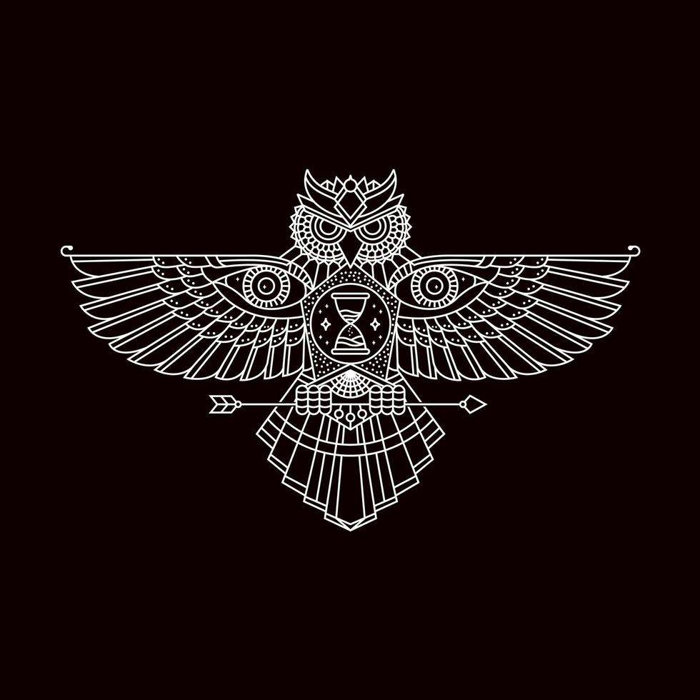 Mono Line Flying Owl Bird vector