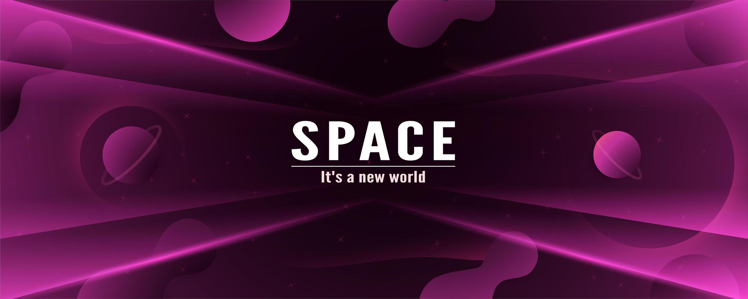 3D Purple Black Space Banner  vector