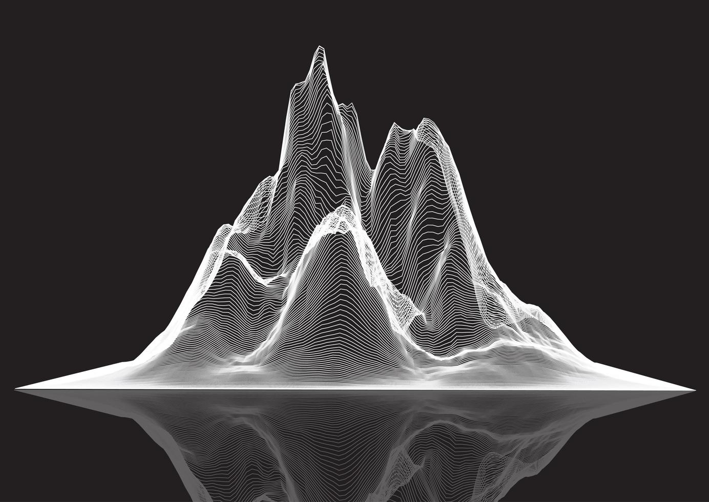 Wireframe landscape of peaked mountain  vector