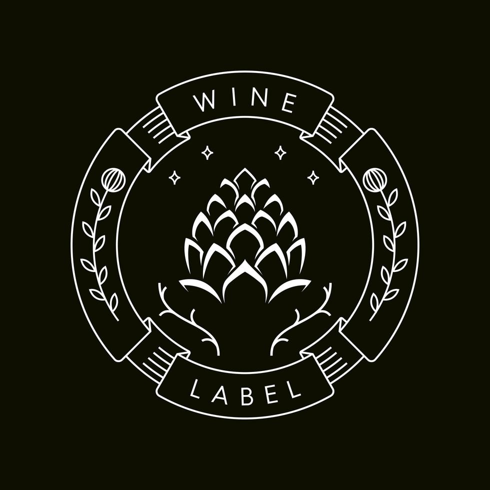 Mono Line Wine Label Frame vector