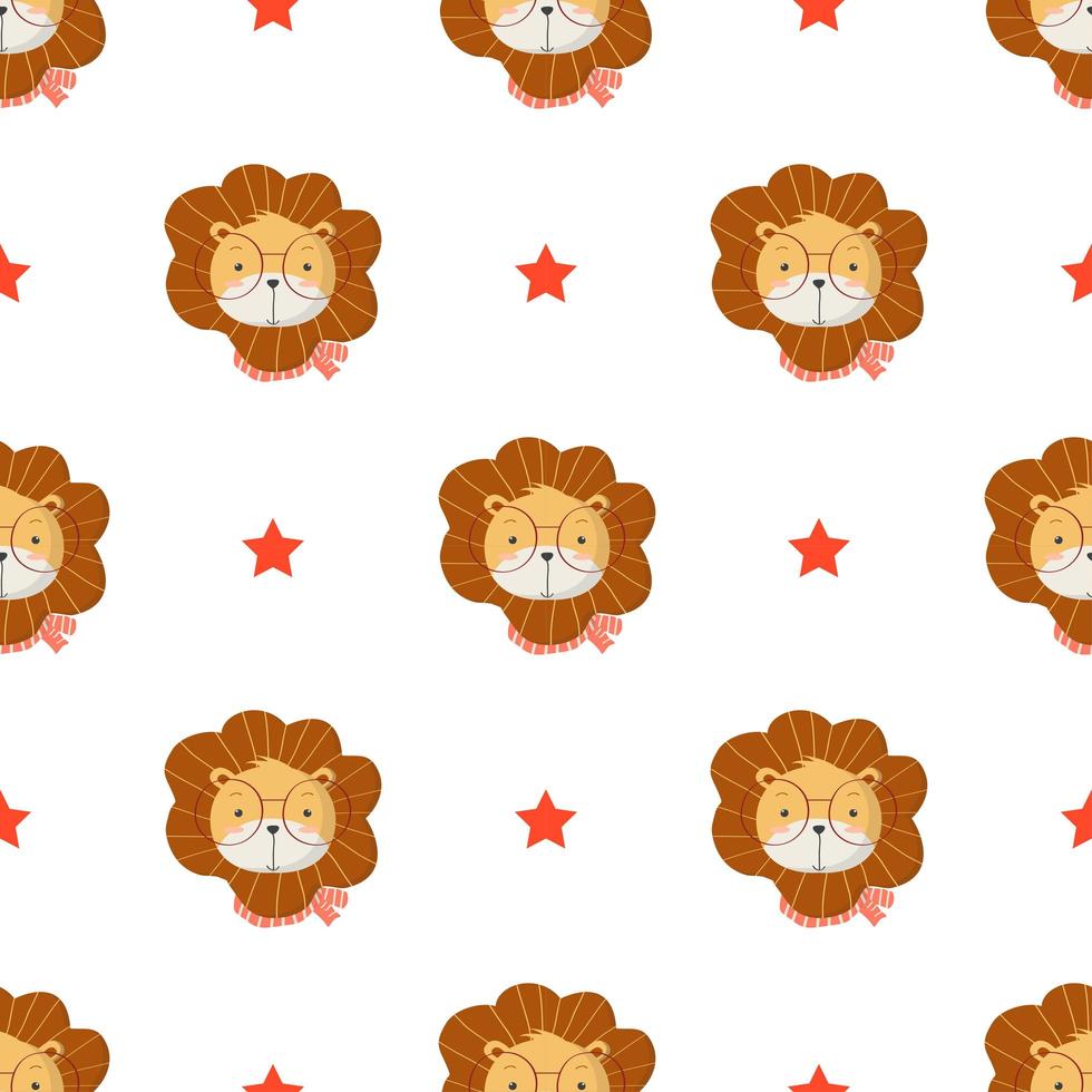 Seamless Pattern with Cute Lion  vector