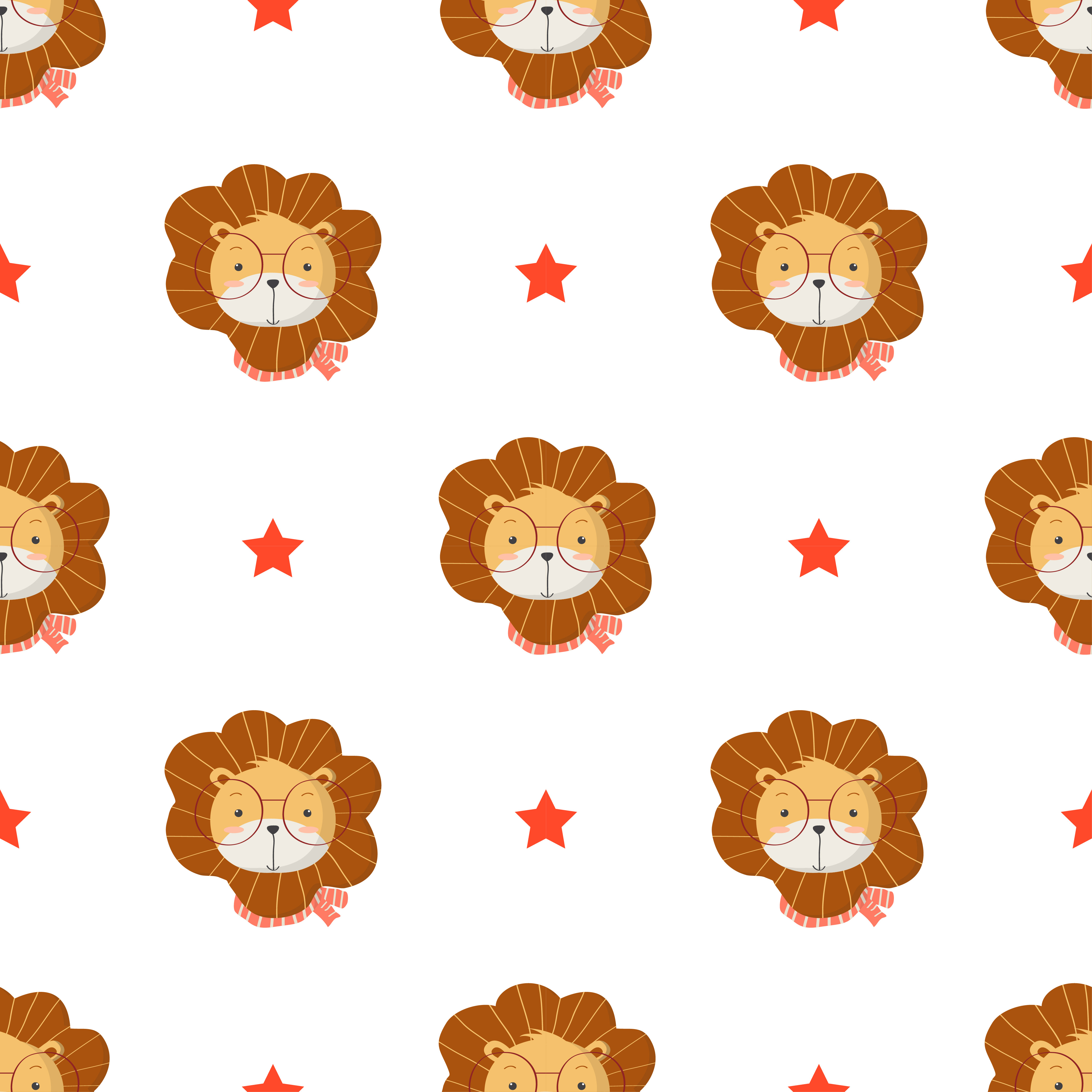 Seamless Pattern with Cute Lion 1072467 Vector Art at Vecteezy