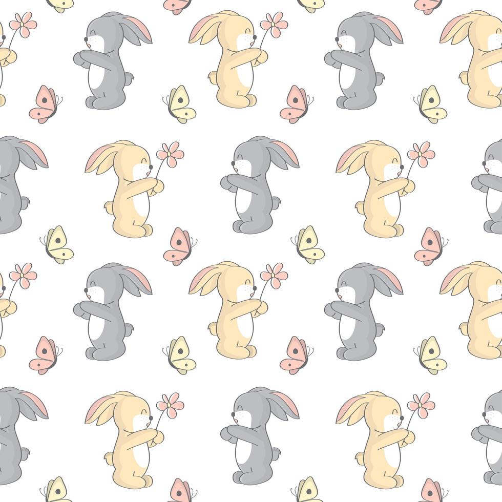 Cute Bunny Seamless Pattern  vector