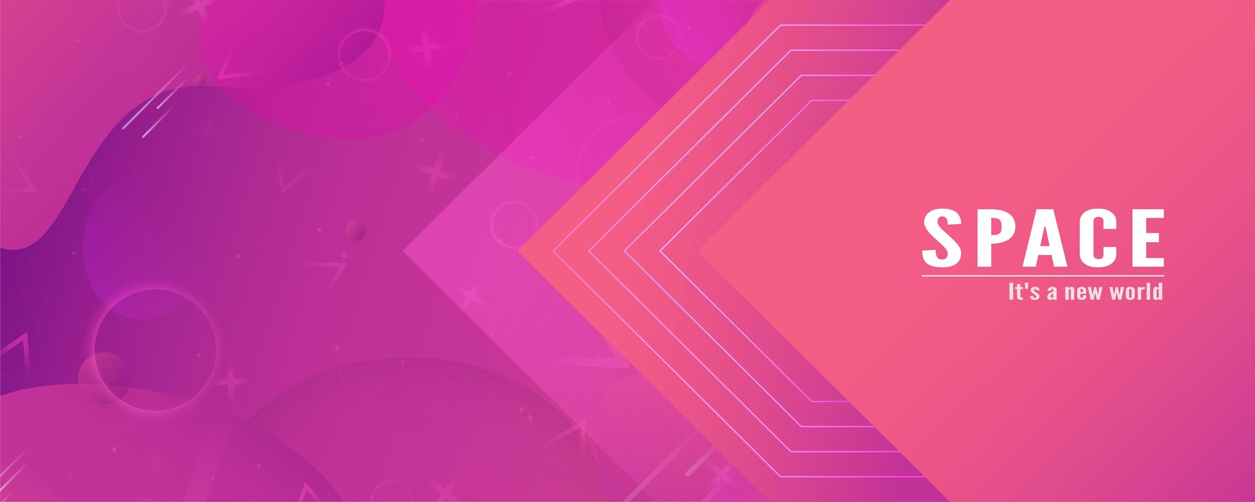 Pink Gradient Geometric and Fluid Shapes Banner  vector