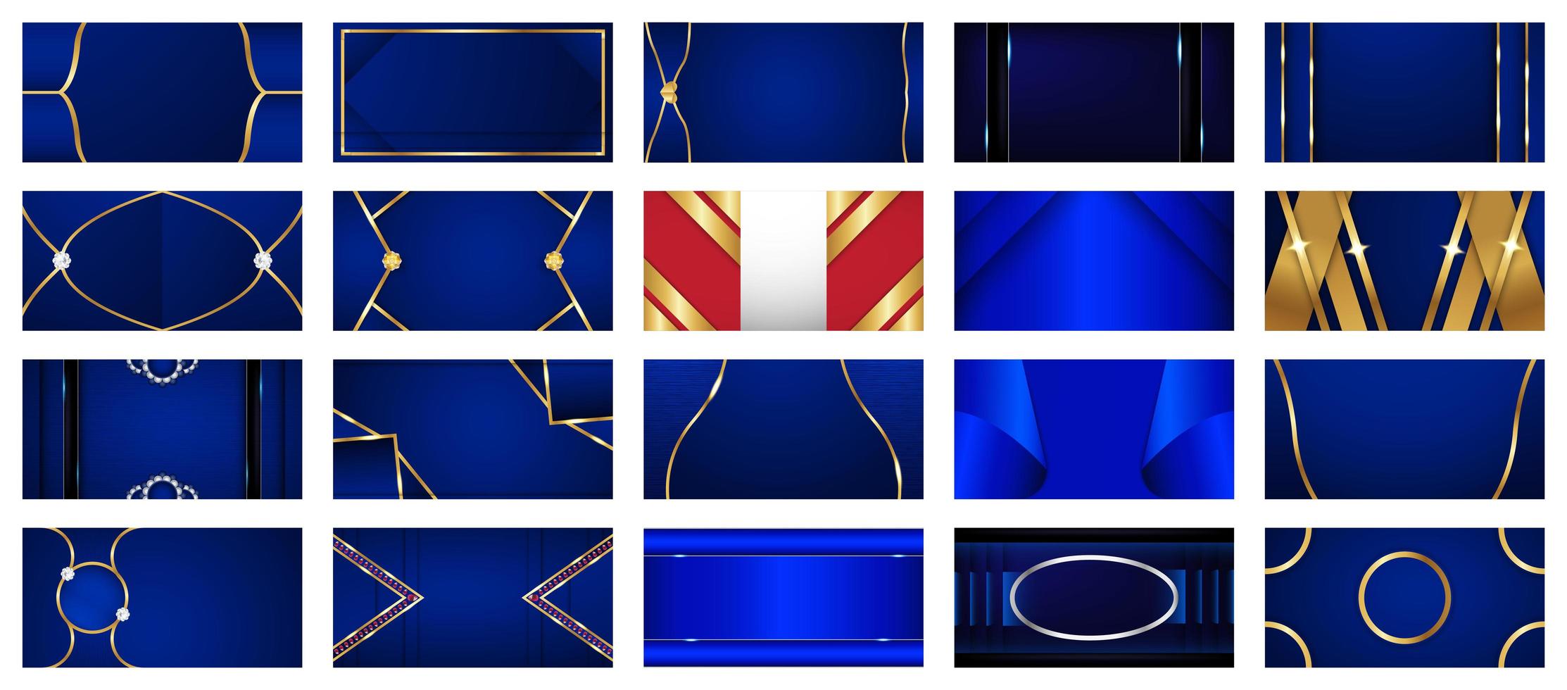 Collection of Blue and Gold Luxury Abstract Backgrounds  vector