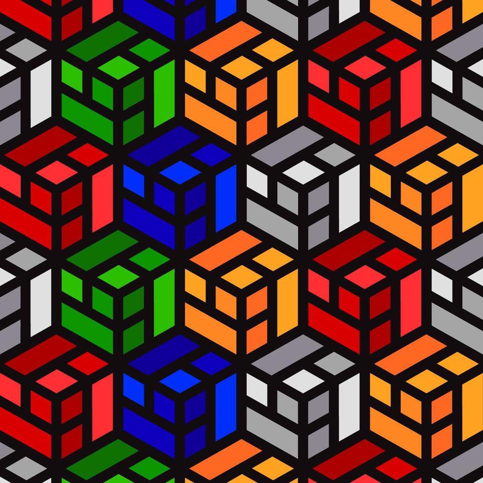 Colorful Cube Grid Pattern Designs vector