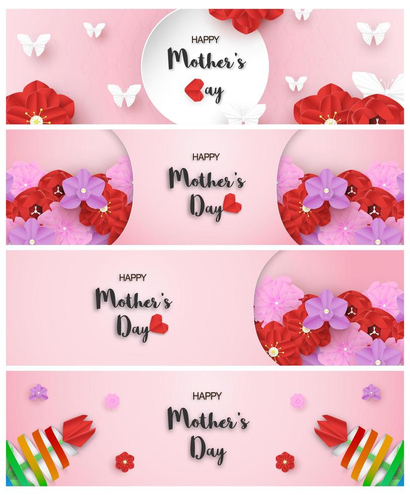 Horizontal Bundle template design for happy mother's day  vector