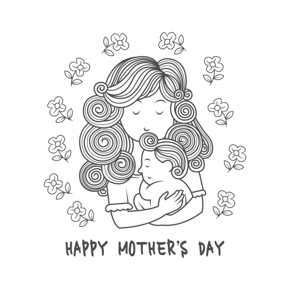 Mother with Child Mother's Day Drawing vector