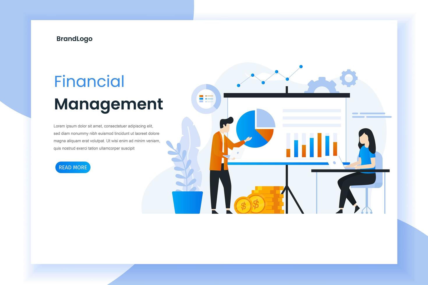 Financial management landing page  vector