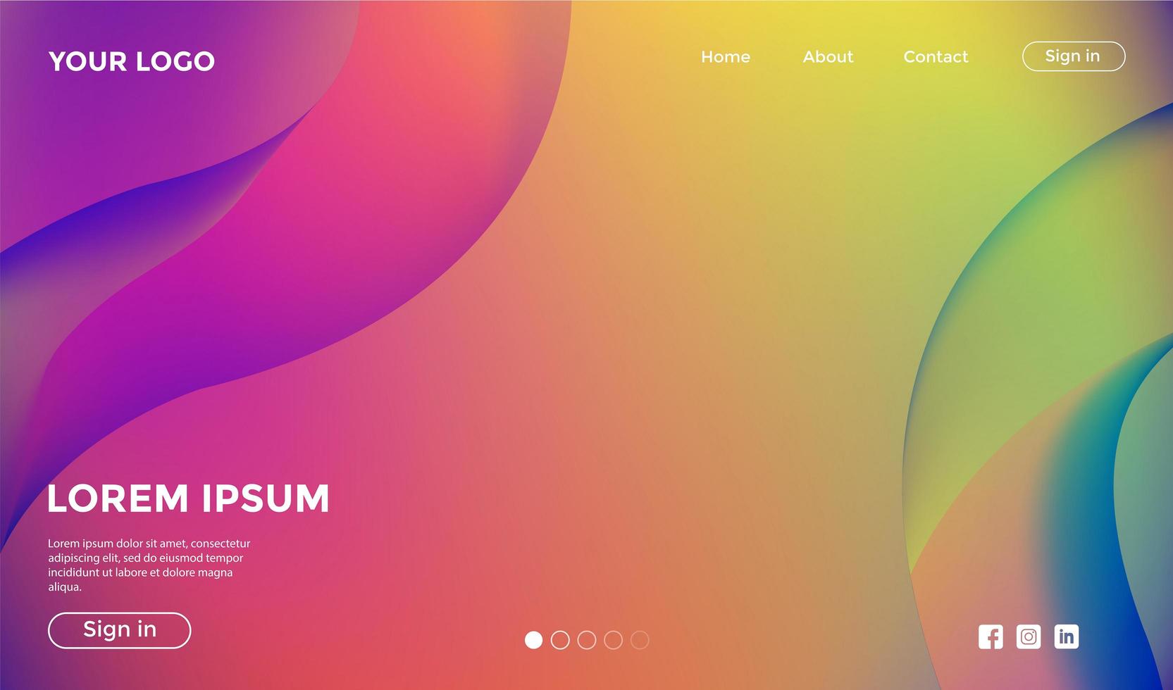 Rainbow Gradient Landing Page Template Design vector