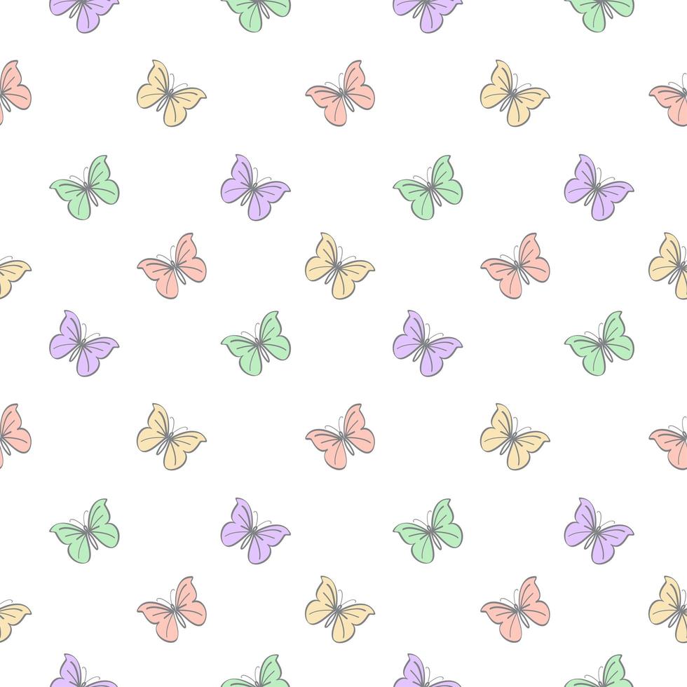 Seamless Pattern with Pastel Butterflies  vector