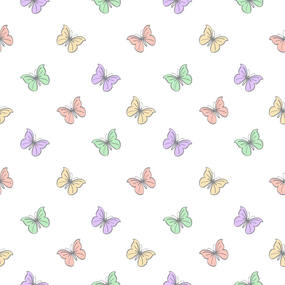 Seamless Pattern with Pastel Butterflies  vector