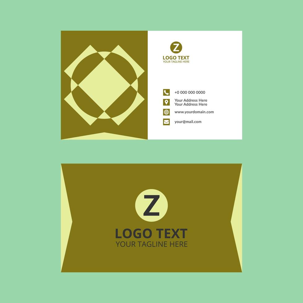 Lime Geometric Circle and Diamond Shape Business Card vector