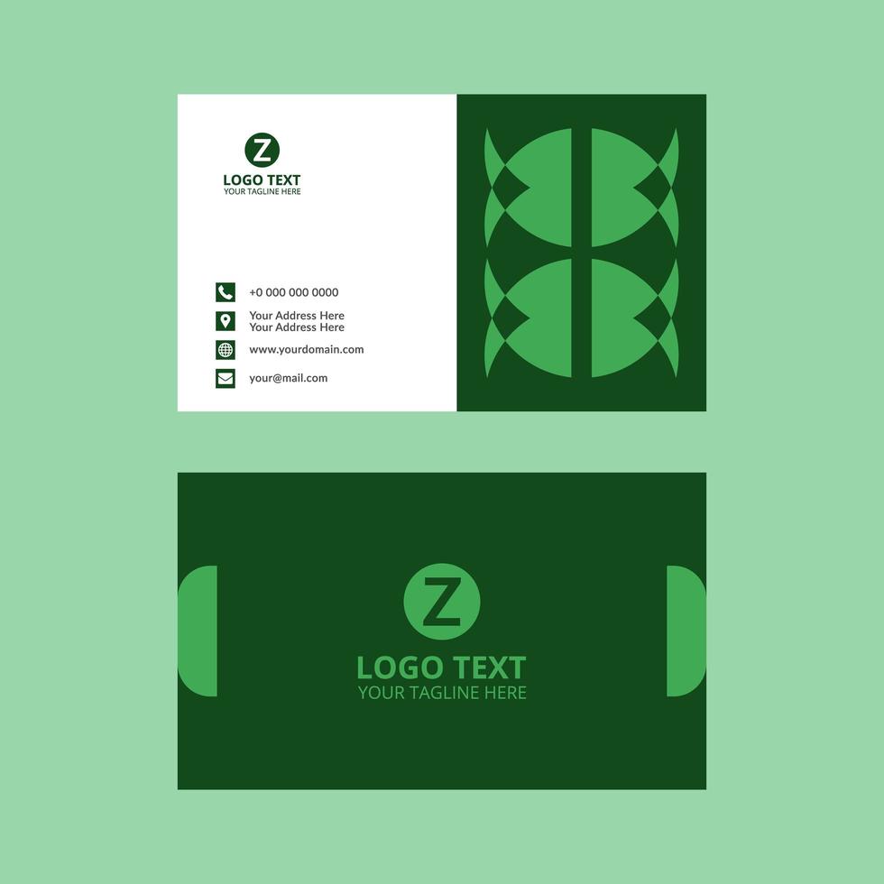 Green Abstract Shape Business Card Template vector