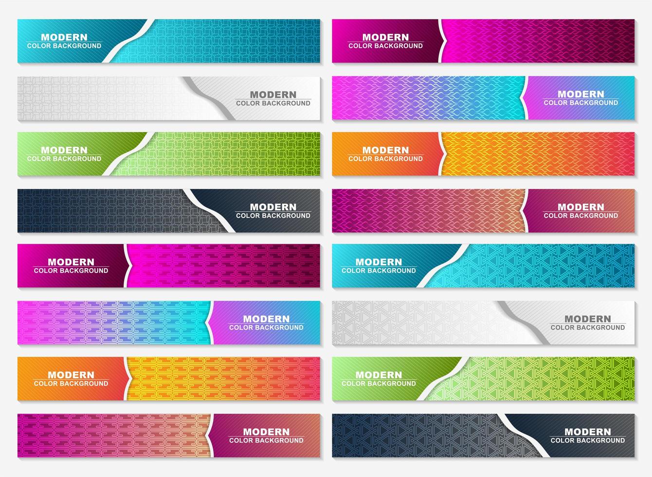 Brightly colored horizontal web header set vector