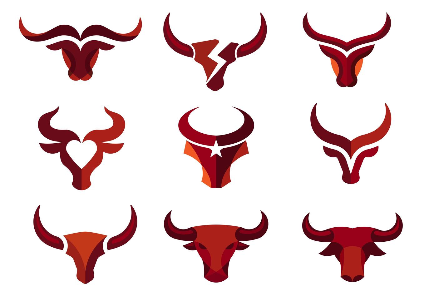 colección de cabeza de toro fuerte y potente vector